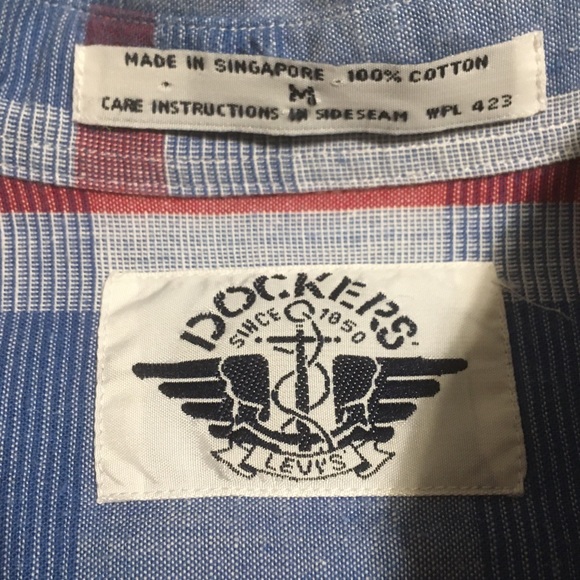 Dockers Long Sleeve Blue Red Button Down Size M - Picture 6 of 6